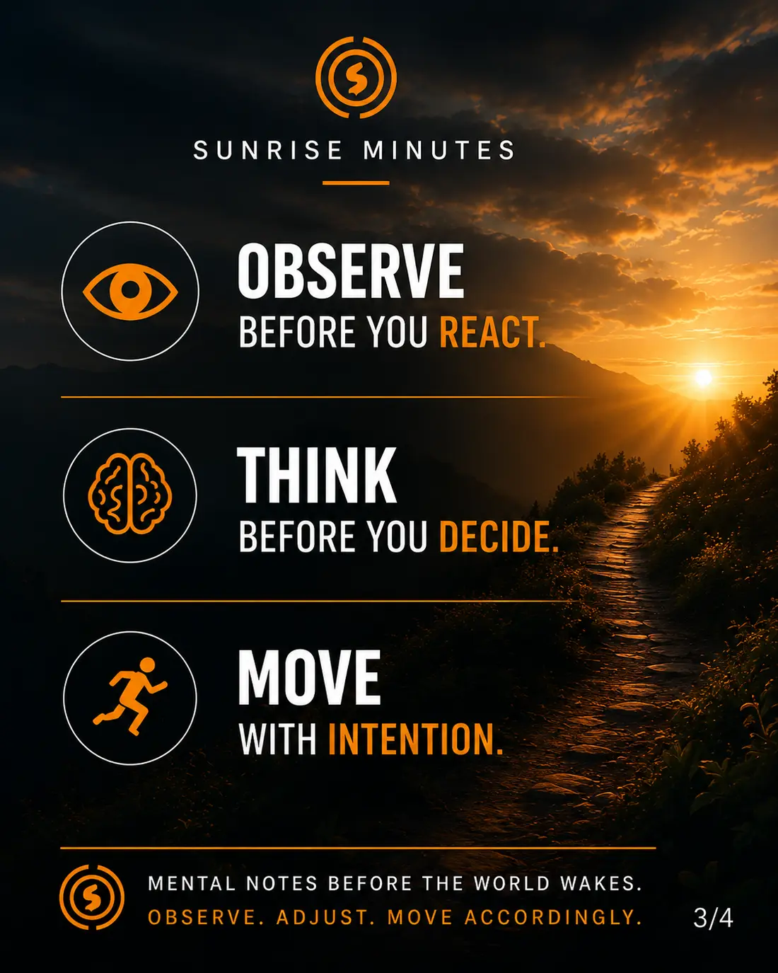 Sunrise Minutes artwork: Observe, think, move