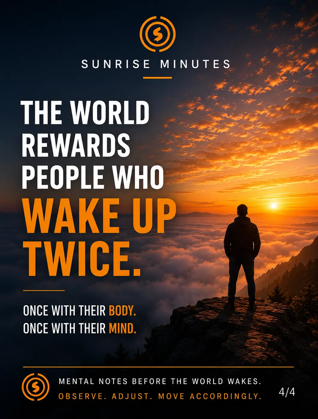 Sunrise Minutes artwork: The world rewards people who wake up twice